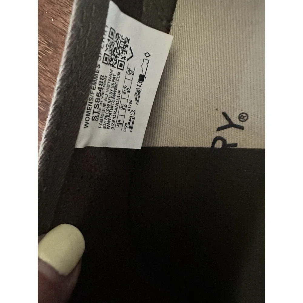 Sperry Womens Army Green Perforated Slip-On Shoes 9M Memory Foam Casual Comfort